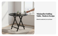 Portable Round Drop-Flap Table Space-Saving Design Collapsible Surface Seats 4 People Household Furniture Contemporary Design for Apartment Dwellers, Families, Outdoor, Kitchen, Dining Room, Breakfast Nook