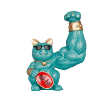 Creative Lucky Cat Figurine with Muscular Arm for Wealth and Business Opening