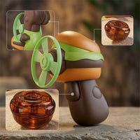 Burger Launcher with Flying Discs Outdoor Rotating Top Disc Launcher Cartoon Rotating Top Toy Colorful for Children