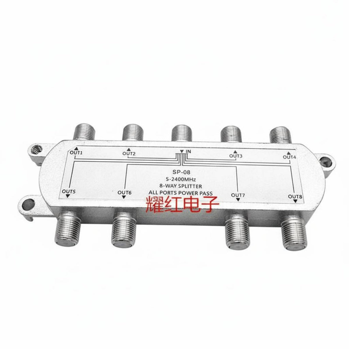 1-in 8-out TV Transmission Splitter Wide Frequency Range 5-2400MHz