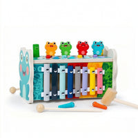 Multifunctional Pounding Bench with Xylophone Interactive Pound and Tap Toy Educational Wooden Activity Box Developmental for Children, Babies, Playroom