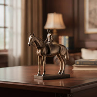 Equestrian Statue Detailed Craftsmanship Rectangular Base Horse Equestrian Statue Tabletop Ornament