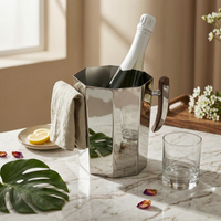 Ice Bucket with Handles Mirror-Polished Refreshment Holder with Handles Double-Handled Bottle Chiller for Hosts, Weddings