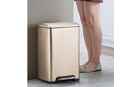 Trash Can with Step Pedal Stainless Steel Trash Bin with Liner Square Pedal Bin for Office