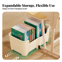 Expandable Rolling book container Easy Assembly Wheeled Book container Stackable for Parents