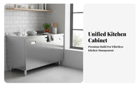 Rust-Proof Stainless Steel Kitchen Cabinet Easy to Clean All-Steel Kitchen Counter Water-Resistant Freestanding Food Cupboard Sturdy and Long-Lasting for Landlords, Homeowners, Families, Apartment, Home, Utility Room, Office