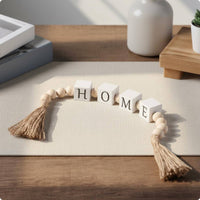 Wood Bead Tassel Decor Minimalist Look Dwelling & Lumber Bead Tassel Decor Rustic Table Ornament for Shelf, Entryway