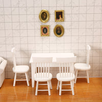 1:12 Scale Miniature Wooden Table and Chair Set for Dollhouse Kitchen