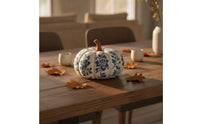 Floral Textile Pumpkin Shabby Chic Stuffed Pumpkin Soft Decorative Pumpkins Artisan-Made for Mantel