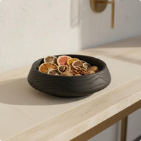 Decorative Fruit Bowl Rustic Round Wood Grain Bowl for Sales Office, Hotel Lobby