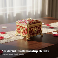 European Design Jewelry Box Gift Enamel Trinket Box Zinc Alloy Engraved Keepsake Case for Women, Brides, Wedding, Dresser