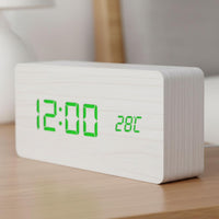 Wooden Digital Alarm Curved-Lock Wood Grain Finish LED Wooden Curved-Lock Dual