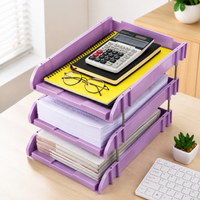 Stackable Document Tray Office, 3-Tier Desk Organizer, 33 x 26 cm Stackable Compartments, for Home Office & Students