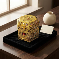 Electric Incense Burner Filigree Metal Incense Burner Electric Censer Gemstone Inlay Home Fragrance Lidded
