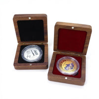 Walnut Wood Coin Collection Box with Flip Lid