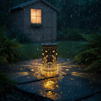 Solar Hanging Garden Light Waterproof Hollow-out Projection Lantern for Pathway