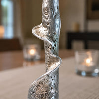 Silver Candle Holder Vintage Style Modern Silver Candlestick Decorative Sculpture Home Decor for Entryway
