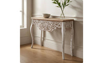 French Vintage Console Table Rectangular Top  Wood Console Table Cabriole Legs Furniture Piece for Entryway