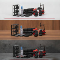12 Pieces Miniature Repair Shop Set Realistic 1:64 Scale Garage Set Display Scene Props for Hobbyists, Photo Scenes