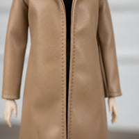 Faux-Leather Doll Coat with Pants Miniature Doll Jacket and Pants Set Hook-and-Loop Fasteners Apparel Elastic for Dress-up Play