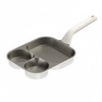 Titanium Ceramic 3-Section Breakfast Pan Non-Stick Coating 3 Section Frying Pan Easy to Clean for Busy Professionals, Students, Dorm Rooms