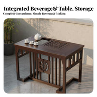 Integrated Beverage Ceremony Table Chinese Appearance & Layout Household Furniture Space-Saving for Homeowners, Renters, Living Room, Balcony