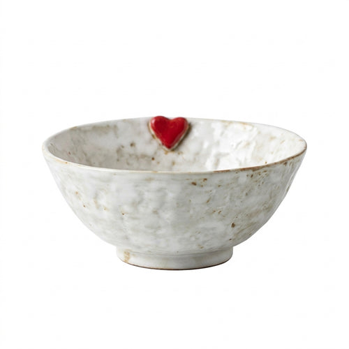 Retro Ceramic Bowl, 6-inch Heart Shape