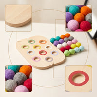 3 Pieces Educational Wooden Sensory Board Safe Sensory Board with Pom-Poms Tabletop Toy Fine Motor for Toddlers, Preschoolers, Kids, Playroom, Classroom, Homeschool