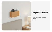 Drill-Effortless Installation Wooden Wall Storage Box Space Saving Bedside Phone Charging Holder Multi-Purpose for Entryway