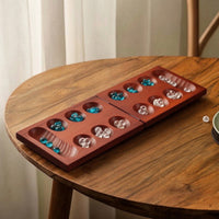 Foldable Mancala Game with Marbles Wooden Mancala Game with Board Portable Classic for Classroom