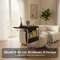 Rolling C-Shaped Table Mobile Design Wheeled C-Table with Magazine Holder