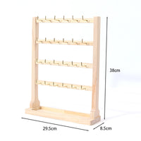 Solid Wood Jewelry Display Stand with Hooks for Earrings, Bracelets, and Beads