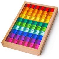 Acrylic Blocks with Wooden Tray Colorful Cube Blocks with Wooden Frame Stackable Acrylic Building Cubes for Nursery