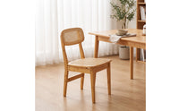 Natural Wood Look Bamboo Dining Set Rectangular Table with Woven Chairs Minimalist Cane Dining Set Wooden for Small Families, Kitchen, Breakfast Nook