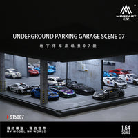 1:64地下停车库场景模型仿真合金车模展示防尘收纳小汽车灯光摆件