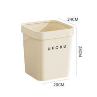 Trash Bin with Pressure Collar Minimalist Square Wastebasket Sleek