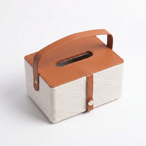 Rectangular Home Decor Reinforced Corners Woven Tissue Box Cover Handled Tissue Box Cover for Desktop