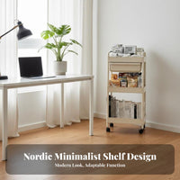 Multi-Tier Rolling Shelf With casters Shelving Unit Multifunctional for Students