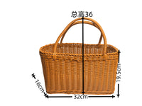 藤编户外野餐篮摘菜篮子中国结手提篮手工编织篮子水果蔬菜收纳