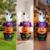 Inflatable Halloween Decoration Stacked Pumpkin Ghost Combo Ghost with Pumpkin Freestanding Halloween Inflatable Tall