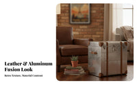 Stacked Luggage End Table Suitcase-Inspired Design Nightstand Vintage Aesthetic Multipurpose Use for Renters, Students, Entryway