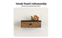 Carved Drawer Shelf Retro Design Floating Shelf Assembly Distressed Finish