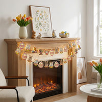 Easter String Lights with Wooden Bunny, Chick & Egg Ornaments, Rustic LED Fairy Lights Garland for Indoor Home, Spring Party, Bedroom & Mantelpiece Decoration