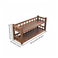 Double Layer Tea Stand Walnut Wood Bamboo Cup Holder Shelf Anti-Drop Guard