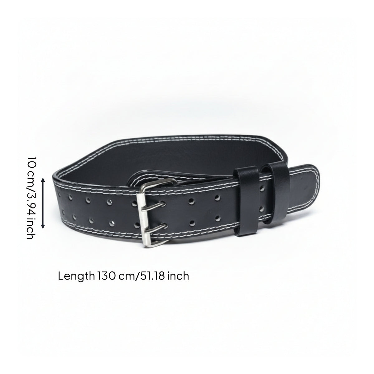 Reinforced Stitching Single-Layer Leather Belt Metal Buckle Leather Weightlifting Belt Wide Training Gear Smooth Surface