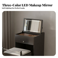 Space-Saving fold-down top Vanity Nightstand Multi-Functional fold-down top Vanity with Drawers Makeup Table Compartmentalized Storage for Apartment Dwellers, Students, Women, Small Spaces, Dorm Room, Cloakroom