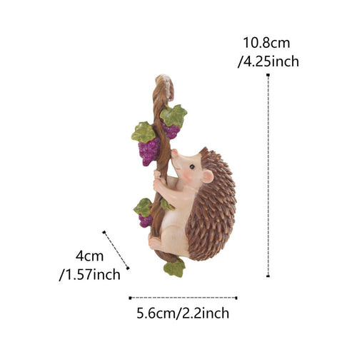 Climbing Hedgehog Statue Hand-Painted Creature Figurine for Balcony