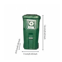 1/64 Scale Trash Can Weathered Finish Streetscape Trash Bin Model Tiny Wheeled Garbage Can Resin Material for Hobbyists, Dioramas, Street Scenes