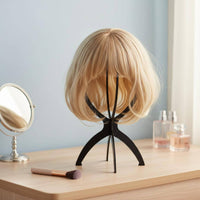 Easy Assembly Plastic Hairpiece Stand Stable Portable Hairpiece Head Stand Weighted Base Dome Top Hat Holder for Barbers, Hairstylists, Salon, Home