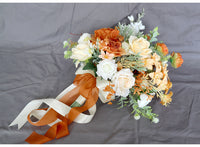 European Romantic Orange Bridal Bouquet for Wedding Photography Artificial Flowers Photo Prop Home Living Room Decor